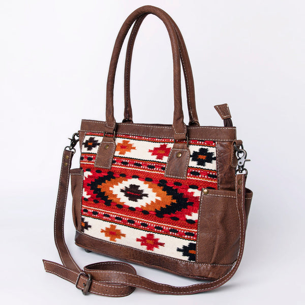 ADBG1017 American Darling Handwoven Saddle Blanket Leather Tote Bag Western Cowgirl Handbag