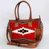 ADBG1017 American Darling Handwoven Saddle Blanket Leather Tote Bag Western Cowgirl Handbag