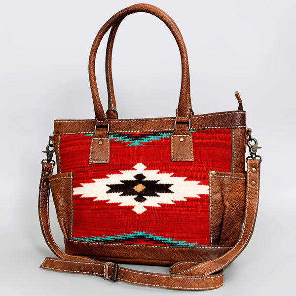 ADBG1017 American Darling Handwoven Saddle Blanket Leather Tote Bag Western Cowgirl Handbag