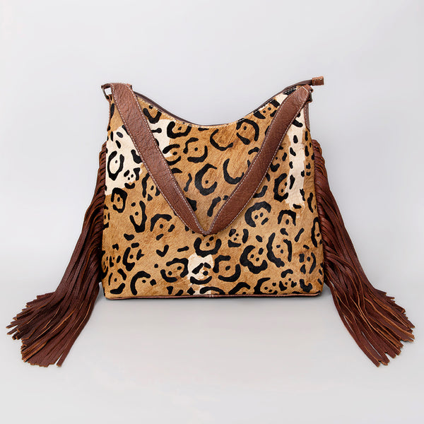 ADBG1020 American Darling Hair-On Leather Hobo Bag with Fringes Western Handcrafted Purse
