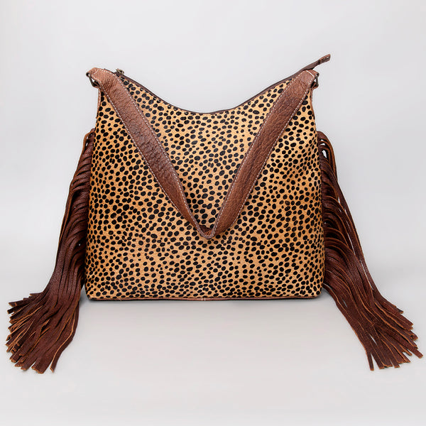 ADBG1020 American Darling Hair-On Leather Hobo Bag with Fringes Western Handcrafted Purse