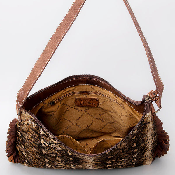 ADBG1020 American Darling Hair-On Leather Hobo Bag with Fringes Western Handcrafted Purse