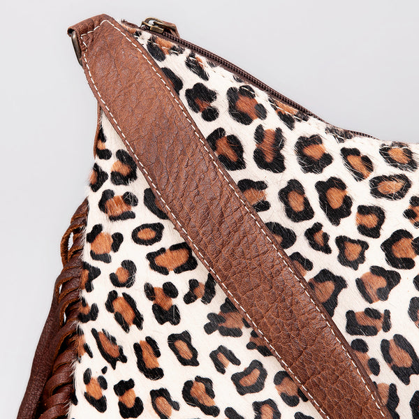 ADBG1020 American Darling Hair-On Leather Hobo Bag with Fringes Western Handcrafted Purse