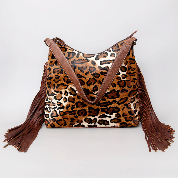 ADBG1020 American Darling Hair-On Leather Hobo Bag with Fringes Western Handcrafted Purse