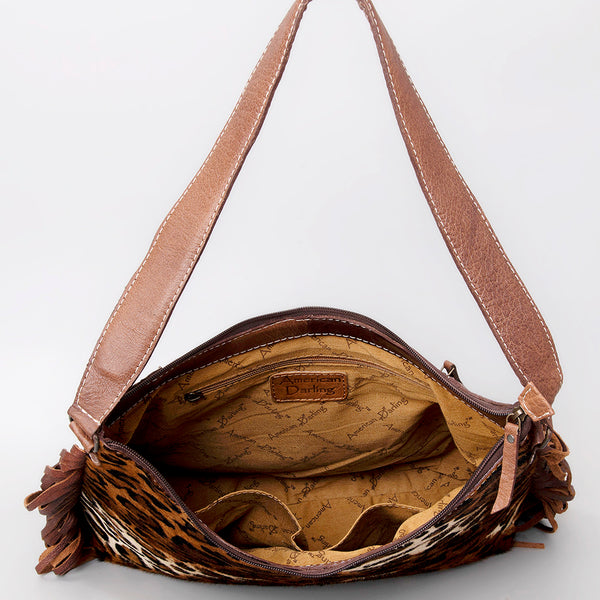 ADBG1020 American Darling Hair-On Leather Hobo Bag with Fringes Western Handcrafted Purse
