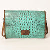 ADBG1023 American Darling Western Crocodile-Embossed Leather Handbag Crossbody Hand bag