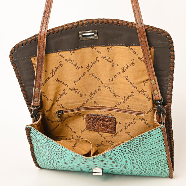 ADBG1023 American Darling Western Crocodile-Embossed Leather Handbag Coin Purse Hand bag