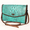 ADBG1023 American Darling Western Crocodile-Embossed Leather Handbag Coin Purse Hand bag