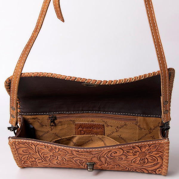 ADBG1024 American Darling Hand-Tooled Floral Leather Western Crossbody Bag