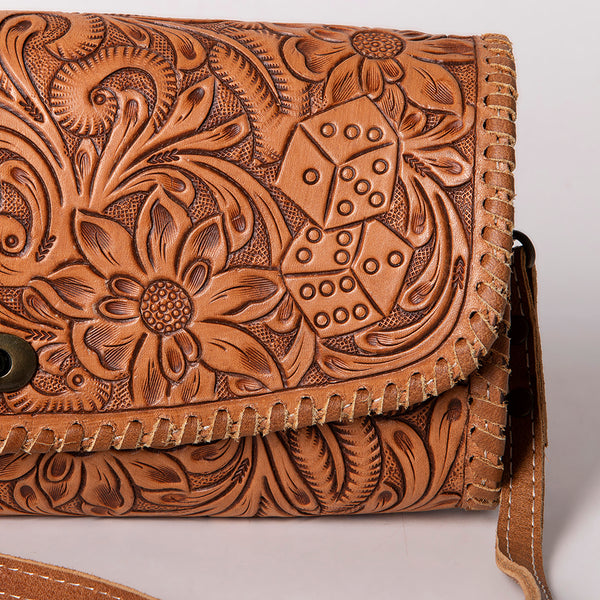ADBG1024 American Darling Hand-Tooled Floral Leather Western Crossbody Bag
