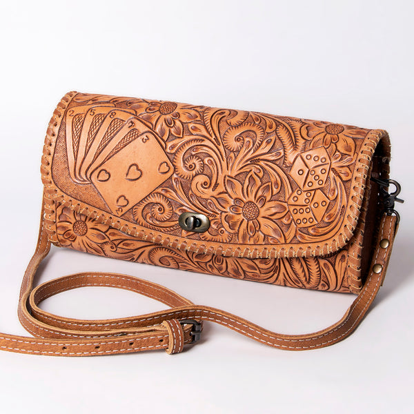 ADBG1024 American Darling Hand-Tooled Floral Leather Western Crossbody Bag