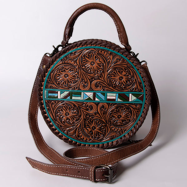 ADBG1025 American Darling Hand-Tooled Floral Leather Canteen Bag Western Genuine Leather