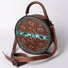 ADBG1025 American Darling Hand-Tooled Floral Leather Canteen Bag Western Genuine Leather