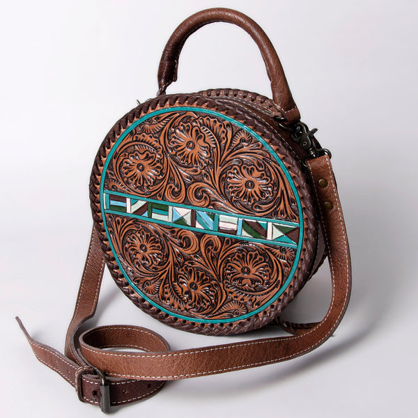 ADBG1025 American Darling Hand-Tooled Floral Leather Canteen Bag Western Genuine Leather