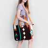 ADBG575 Southwestern Wool Tote with Natural Leather Straps Handwoven Pattern & Tassel