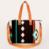 ADBG575 Southwestern Wool Tote with Natural Leather Straps Handwoven Pattern & Tassel