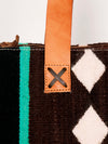 ADBG575 Southwestern Wool Tote with Natural Leather Straps Handwoven Pattern & Tassel