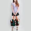 ADBG575 Southwestern Wool Tote with Natural Leather Straps Handwoven Pattern & Tassel