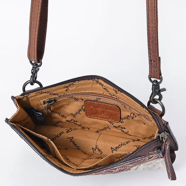 ADBG1027 American Darling Hair-On Cowhide & Tooled Leather Small Crossbody Bag Western Style