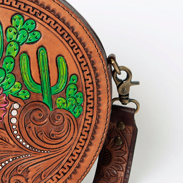 ADBGA301 American Darling Hand Tooled Genuine Leather Floral Carved Canteen Bag