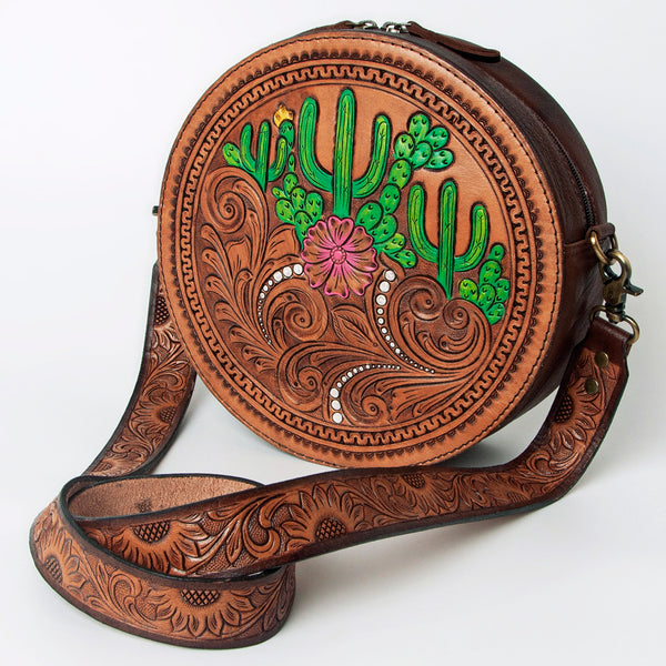 ADBGA301 American Darling Hand Tooled Genuine Leather Floral Carved Canteen Bag