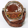 ADBGA303 American Darling Canteen Bag Cowhide & Hand Tooled Leather Round Crossbody