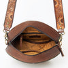 ADBGA303 American Darling Canteen Bag Cowhide & Hand Tooled Leather Round Crossbody