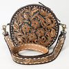 ADBGA304 American Darling Canteen Bag Hand Tooled Floral Leather Round Crossbody