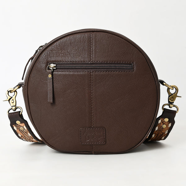 ADBGA304 American Darling Canteen Bag Hand Tooled Floral Leather Round Crossbody