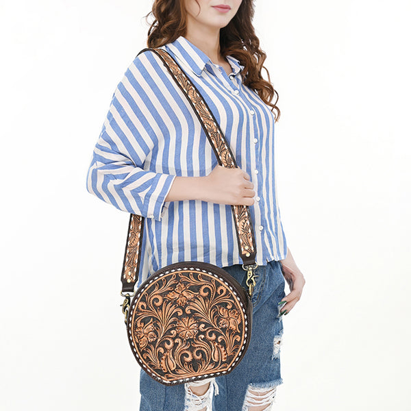 ADBGA305 American Darling Buck Stitched Hand Tooled Leather Canteen Bag