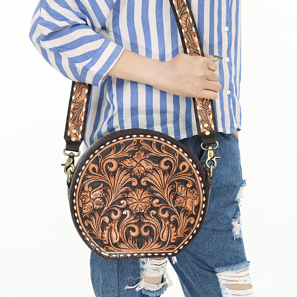 ADBGA305 American Darling Buck Stitched Hand Tooled Leather Canteen Bag