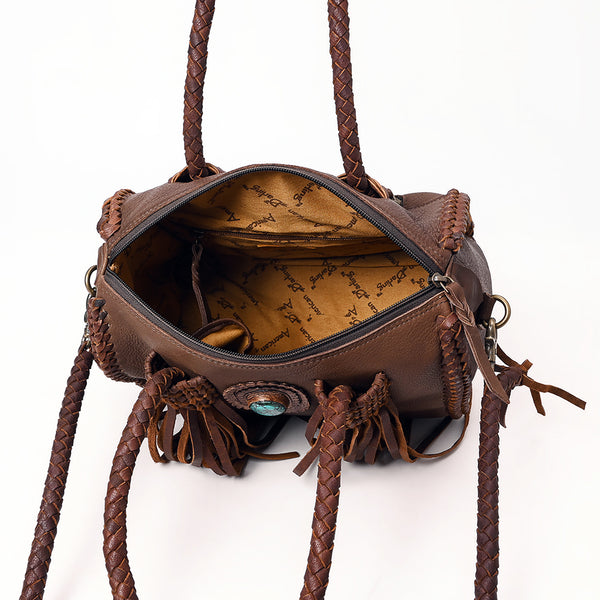 ADBGM270 Western Braided Fringe Duffel with Turquoise Concho - Genuine Leather