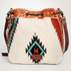 ADBG574 American Darling Hand Woven Saddle Blanket & Hair-On Cowhide Western Bucket Bag