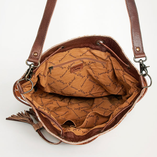 ADBG574 American Darling Hand Woven Saddle Blanket & Hair-On Cowhide Western Bucket Bag