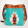 ADBG574 American Darling Hand Woven Saddle Blanket & Hair-On Cowhide Western Bucket Bag