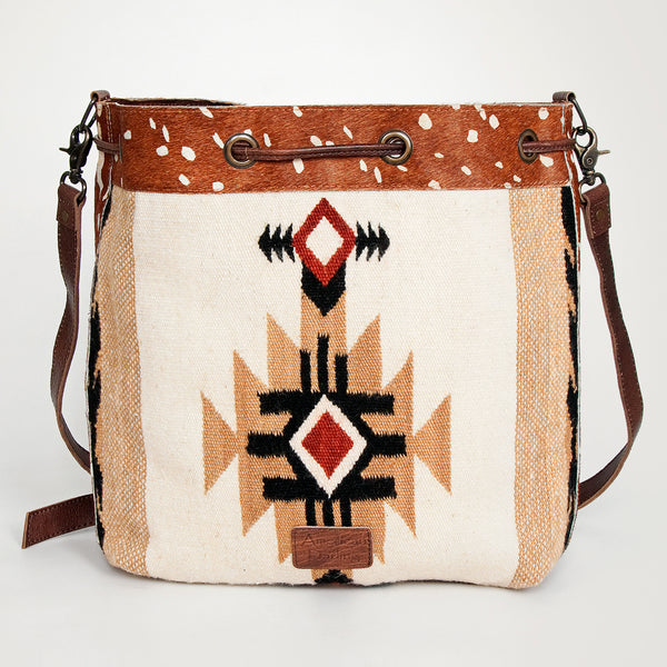 ADBG574 American Darling Hand Woven Saddle Blanket & Hair-On Cowhide Western Bucket Bag