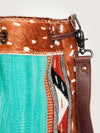 ADBG574 American Darling Hand Woven Saddle Blanket & Hair-On Cowhide Western Bucket Bag