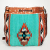 ADBG574 American Darling Hand Woven Saddle Blanket & Hair-On Cowhide Western Bucket Bag