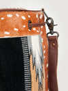 ADBG574 American Darling Hand Woven Saddle Blanket & Hair-On Cowhide Western Bucket Bag