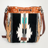 ADBG574 American Darling Hand Woven Saddle Blanket & Hair-On Cowhide Western Bucket Bag