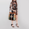 ADBG574 American Darling Hand Woven Saddle Blanket & Hair-On Cowhide Western Bucket Bag