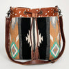 ADBG574 American Darling Hand Woven Saddle Blanket & Hair-On Cowhide Western Bucket Bag