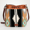 ADBG574 American Darling Hand Woven Saddle Blanket & Hair-On Cowhide Western Bucket Bag