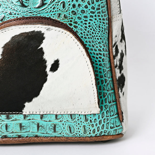 ADBGS156 Turquoise Embossed Croc Cowhide Leather Backpack - Western Cowgirl Style