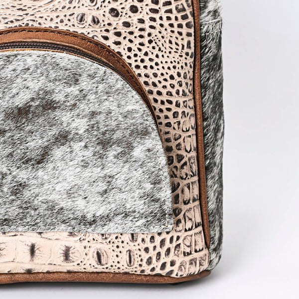 ADBGS156 Turquoise Embossed Croc Cowhide Leather Backpack - Western Cowgirl Style