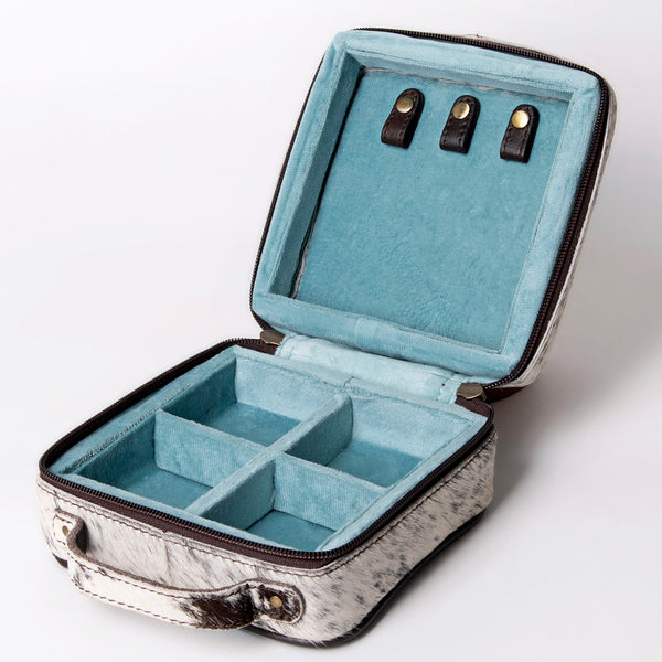 ADBGA311 American Darling Tooled Leather and Cowhide Floral Western Jewelry Case