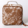 ADBGA312 American Darling Genuine Cowhide Jewelry Case - Brown & White Travel Box