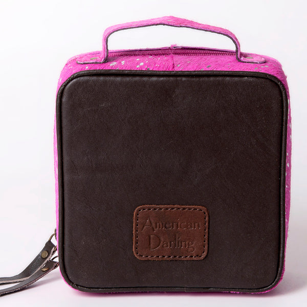 ADBGA312 American Darling Genuine Leather Hair-On Cowhide Pink Jewelry Case
