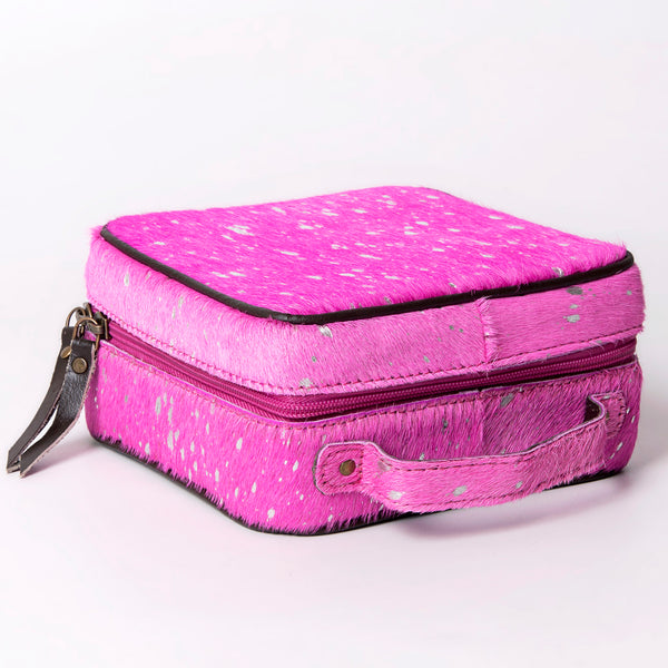 ADBGA312 American Darling Genuine Leather Hair-On Cowhide Pink Jewelry Case