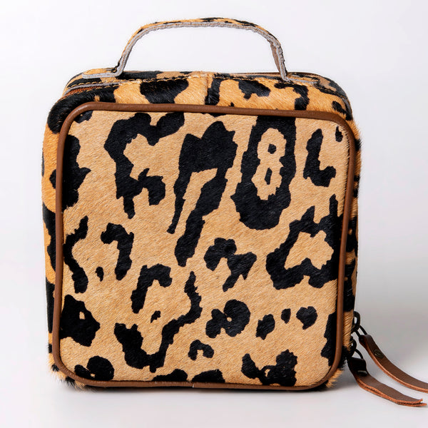ADBGA312 American Darling Genuine Cowhide Jewelry Case - Brown & White Travel Box
